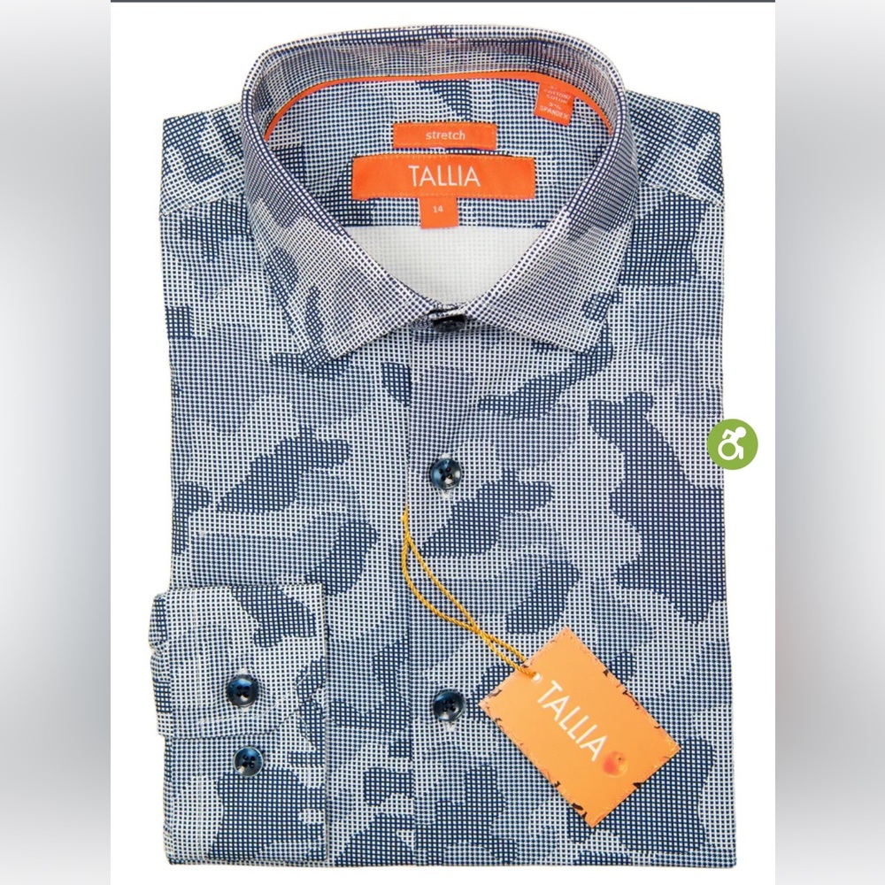 TALLIA Button Down Sport Shirt 
27348 - Navy-Cross Hatch Camo